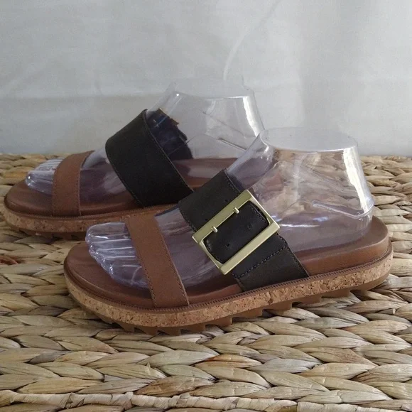 Sorel Roaming buckle slide comfort platform leather sandals 7.5 - Picture 4 of 11